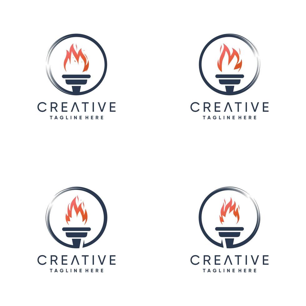 Torch logo collection with modern abstract concept Premium Vector