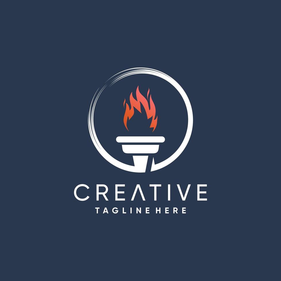 Torch logo design with modern abstract concept Premium Vector