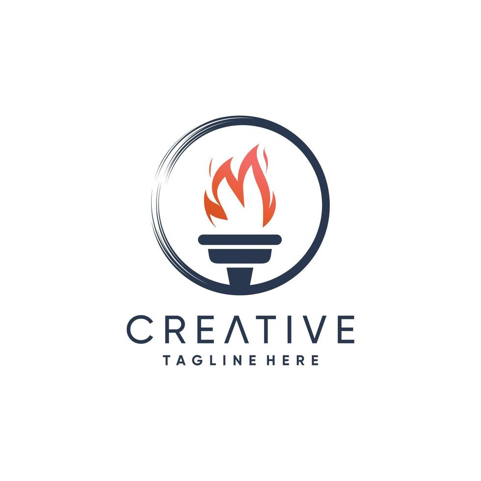 Torch logo design with modern abstract concept Premium Vector
