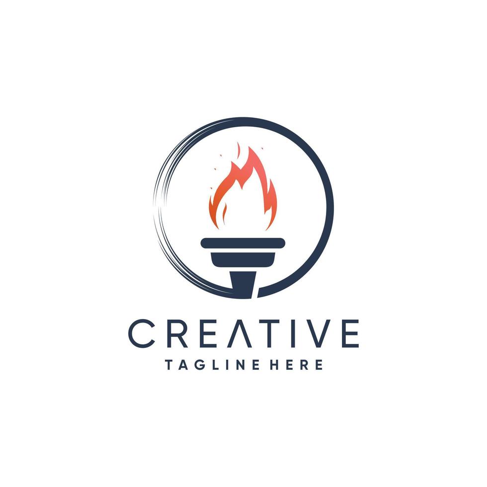 Torch logo design with modern abstract concept Premium Vector