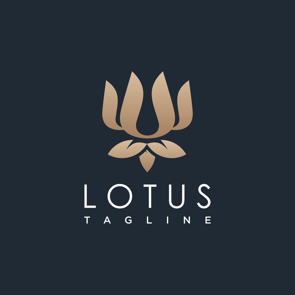 Lotus logo design with golden creative concept Premium Vector