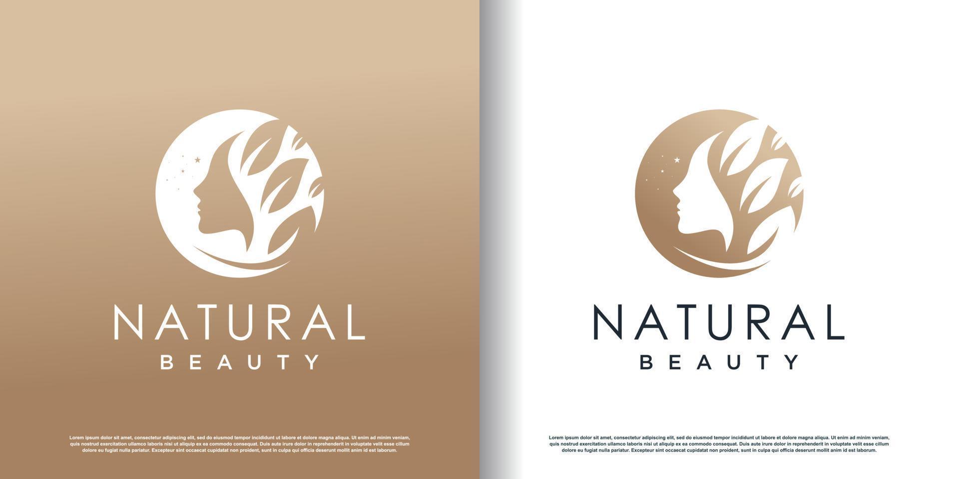 diseño de logotipo de belleza natural con vector premium de estilo único