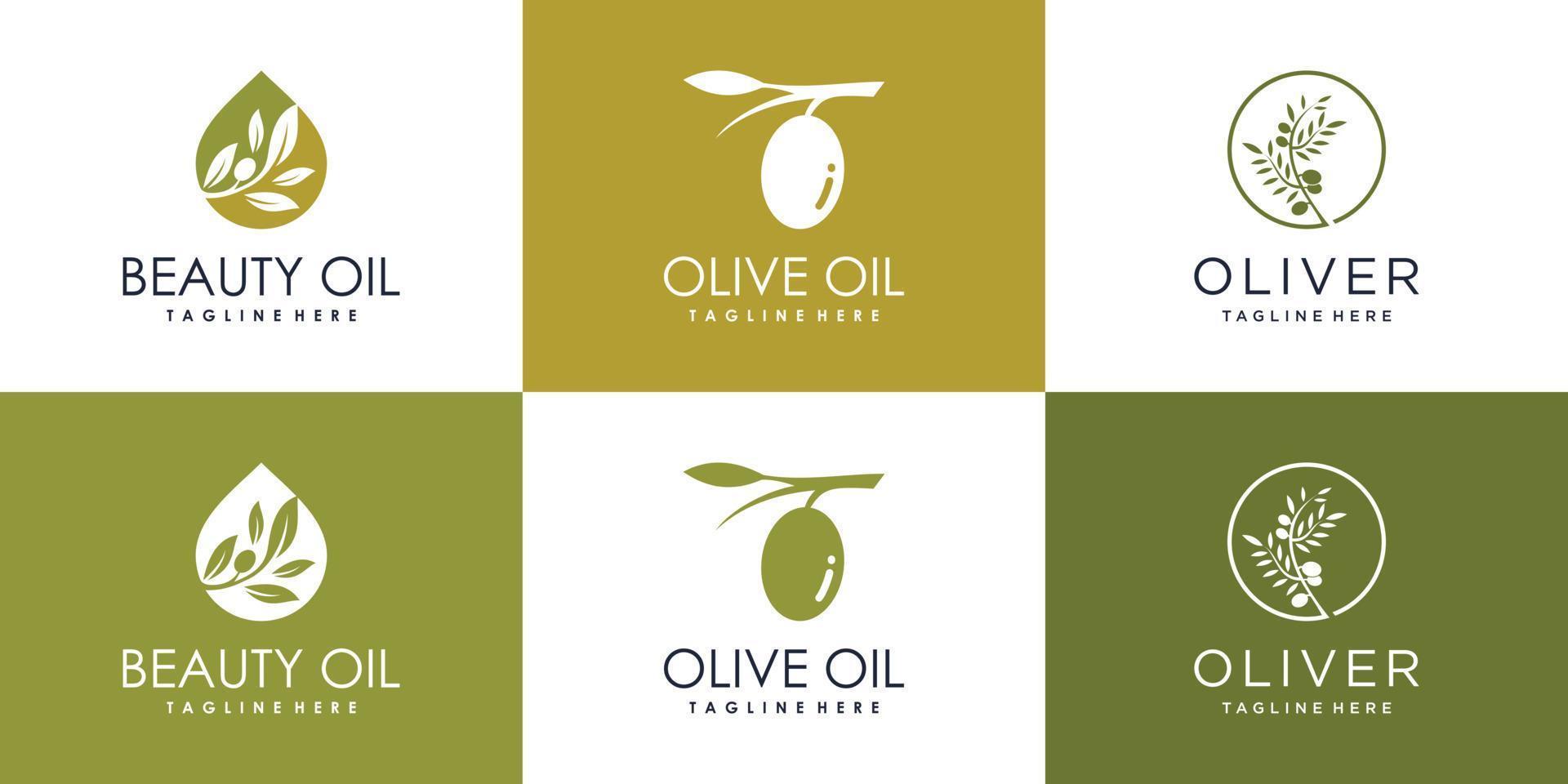 Olive oil and beauty logo collcetion for company Premium Vector