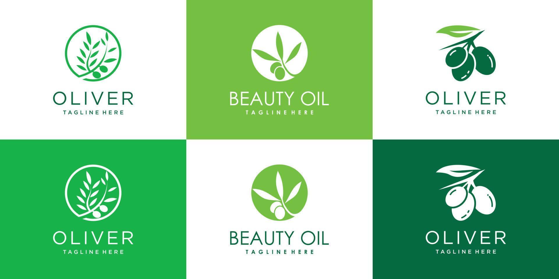 Olive oil and beauty logo collcetion for company Premium Vector