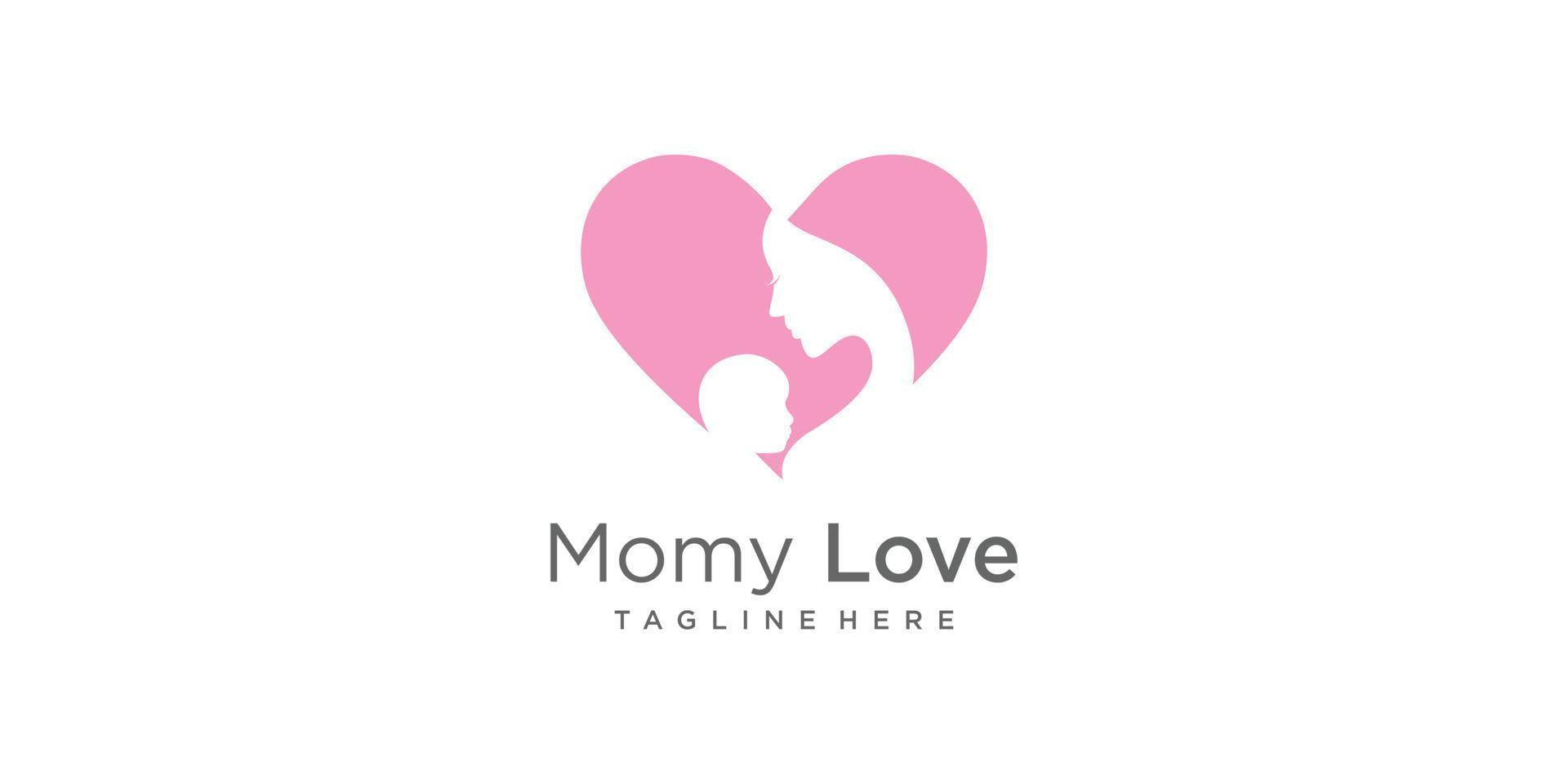 Mom and baby logo design with modern unique style Premium Vector