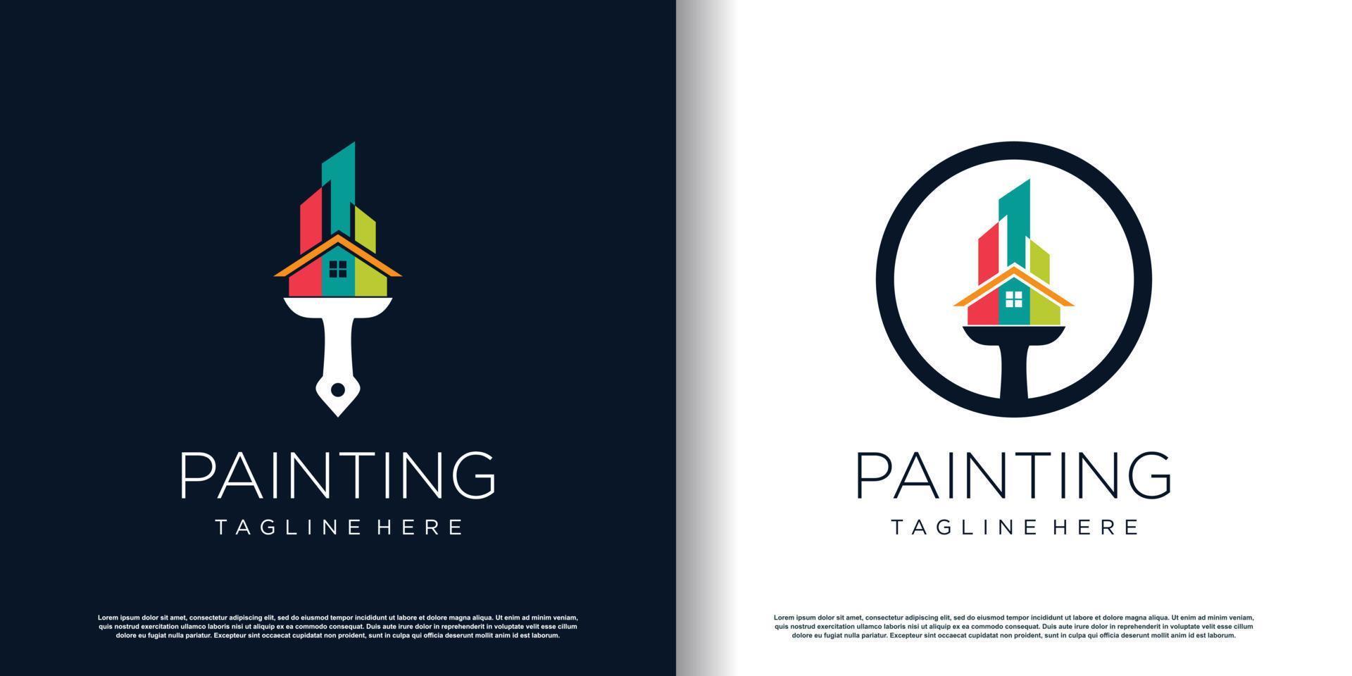 diseño de logotipo de pintura con vector premium de estilo único creativo