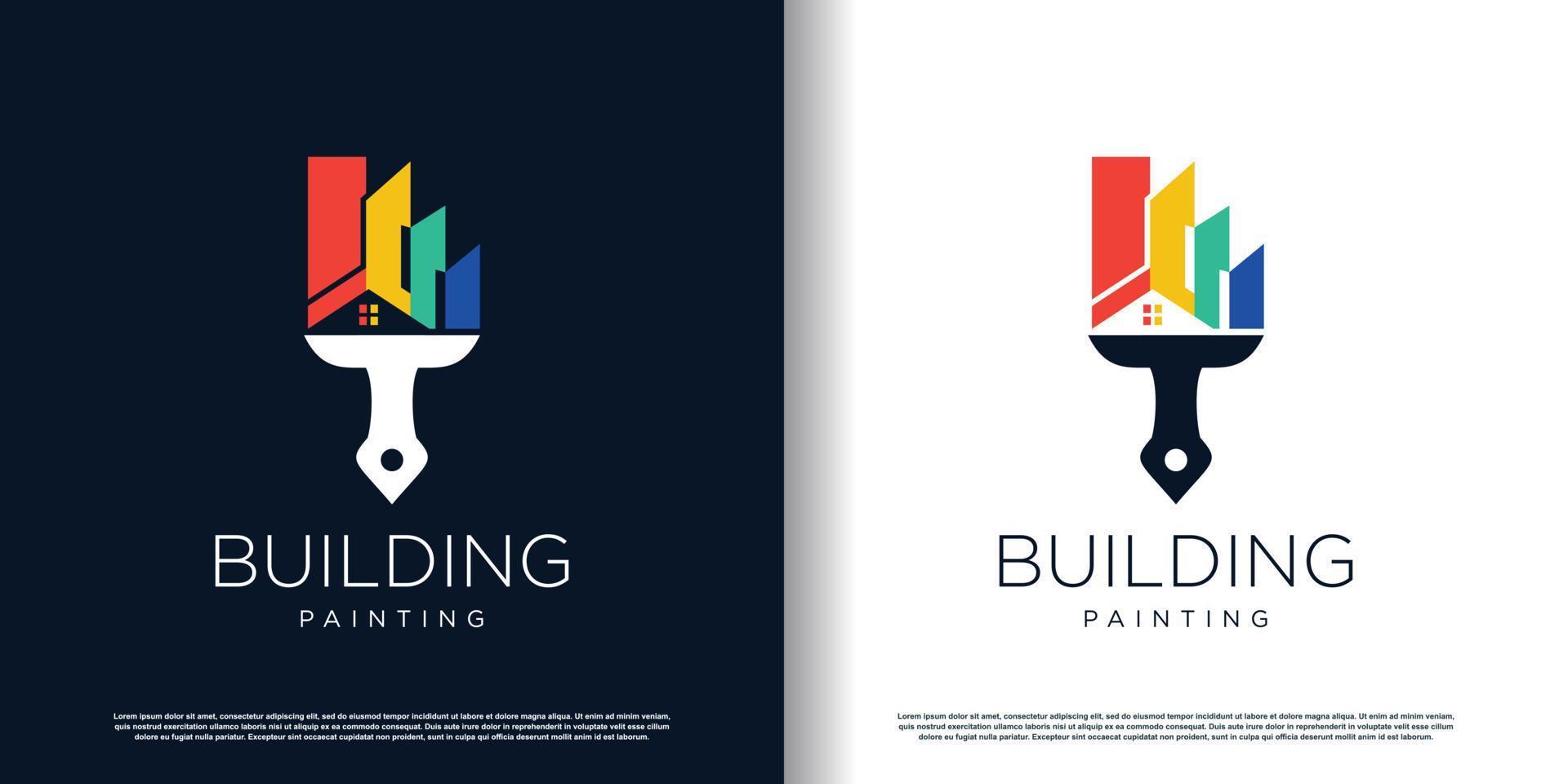Painting logo design with creative unique style Premium Vector