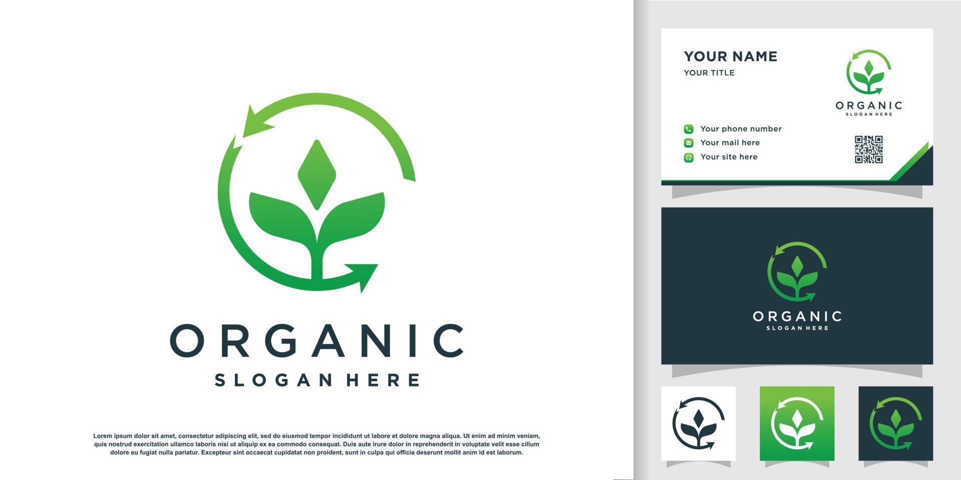 Organic logo template with modern element Premium Vector