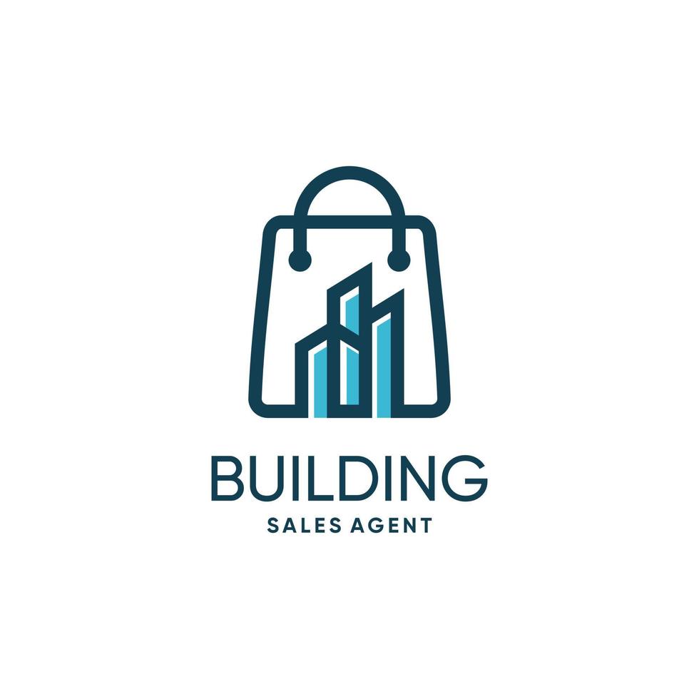 Abstract building logo with creative shop style vector