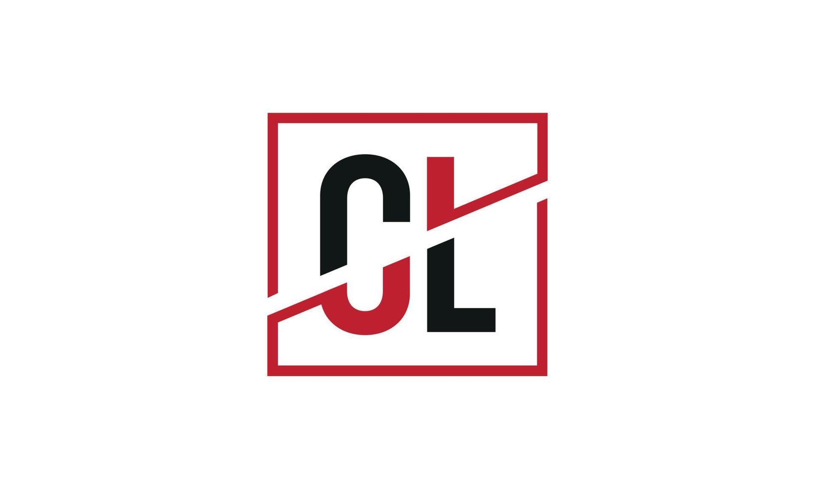 CL logo design. Initial CL letter logo monogram design in black and red color with square shape. Pro vector