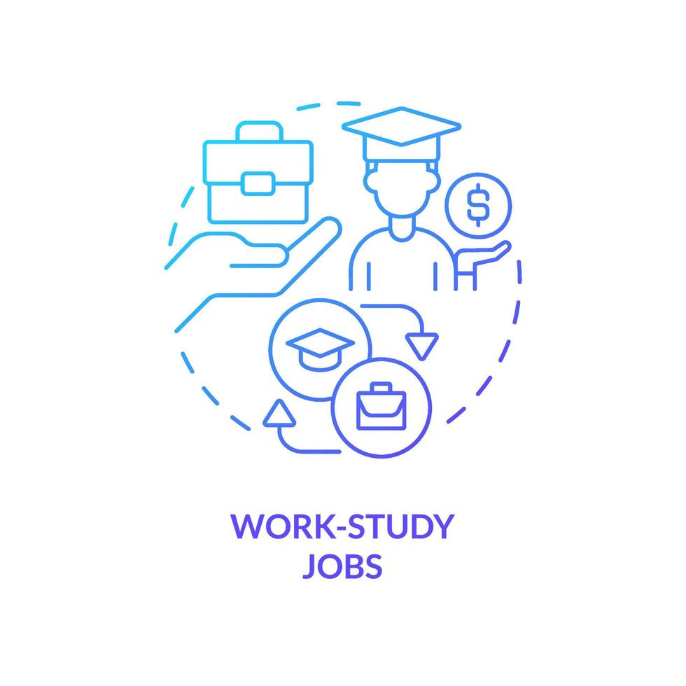 Work study jobs blue gradient concept icon. Way to pay for college. Financial aid for education abstract idea thin line illustration. Isolated outline drawing. vector