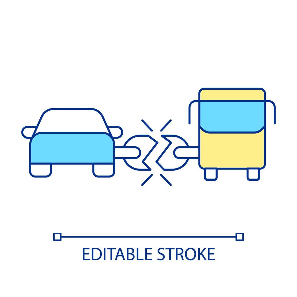 No transport services integration RGB color icon. Separated and divided vehicle services. Isolated vector illustration. Simple filled line drawing. Editable stroke