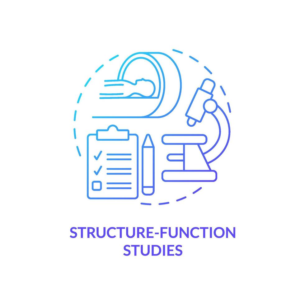 Structure function studies blue gradient concept icon. Pandemic preparedness preclinical research abstract idea thin line illustration. Isolated outline drawing vector