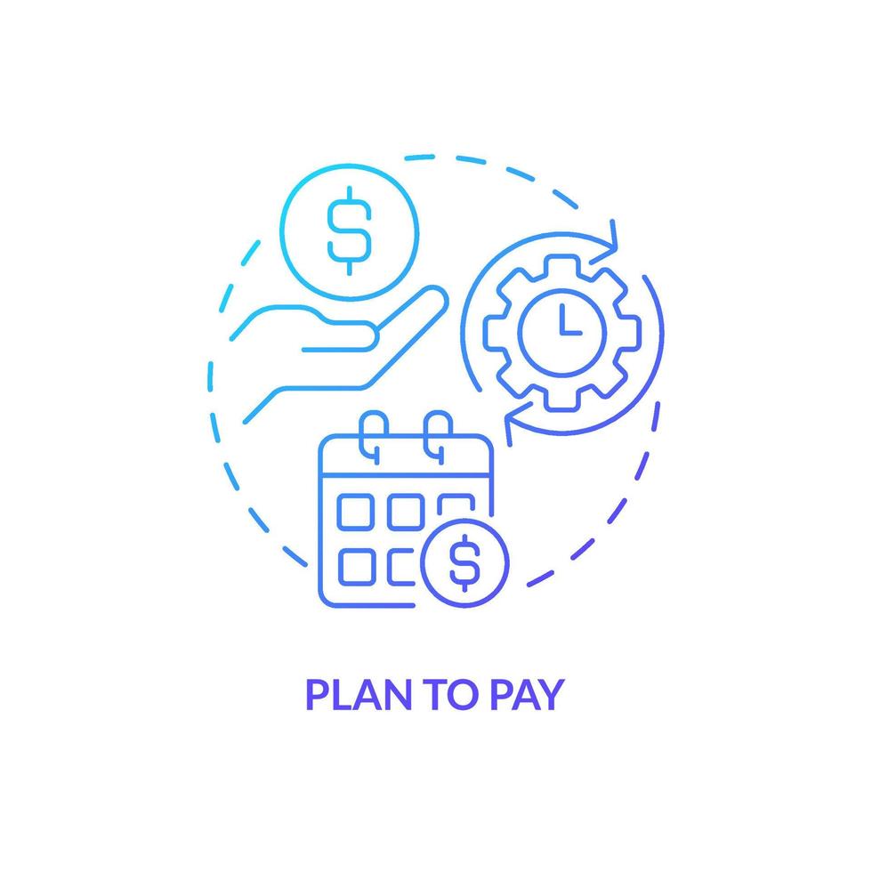 Plan to pay blue gradient concept icon. Expenses management. Education. Saving for college tip abstract idea thin line illustration. Isolated outline drawing. vector