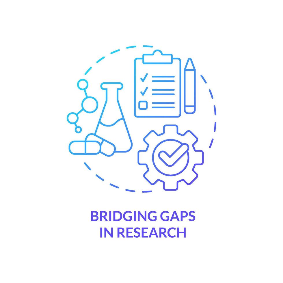 Bridging gaps in research blue gradient concept icon. Goal for pandemic preparedness plan abstract idea thin line illustration. Isolated outline drawing vector