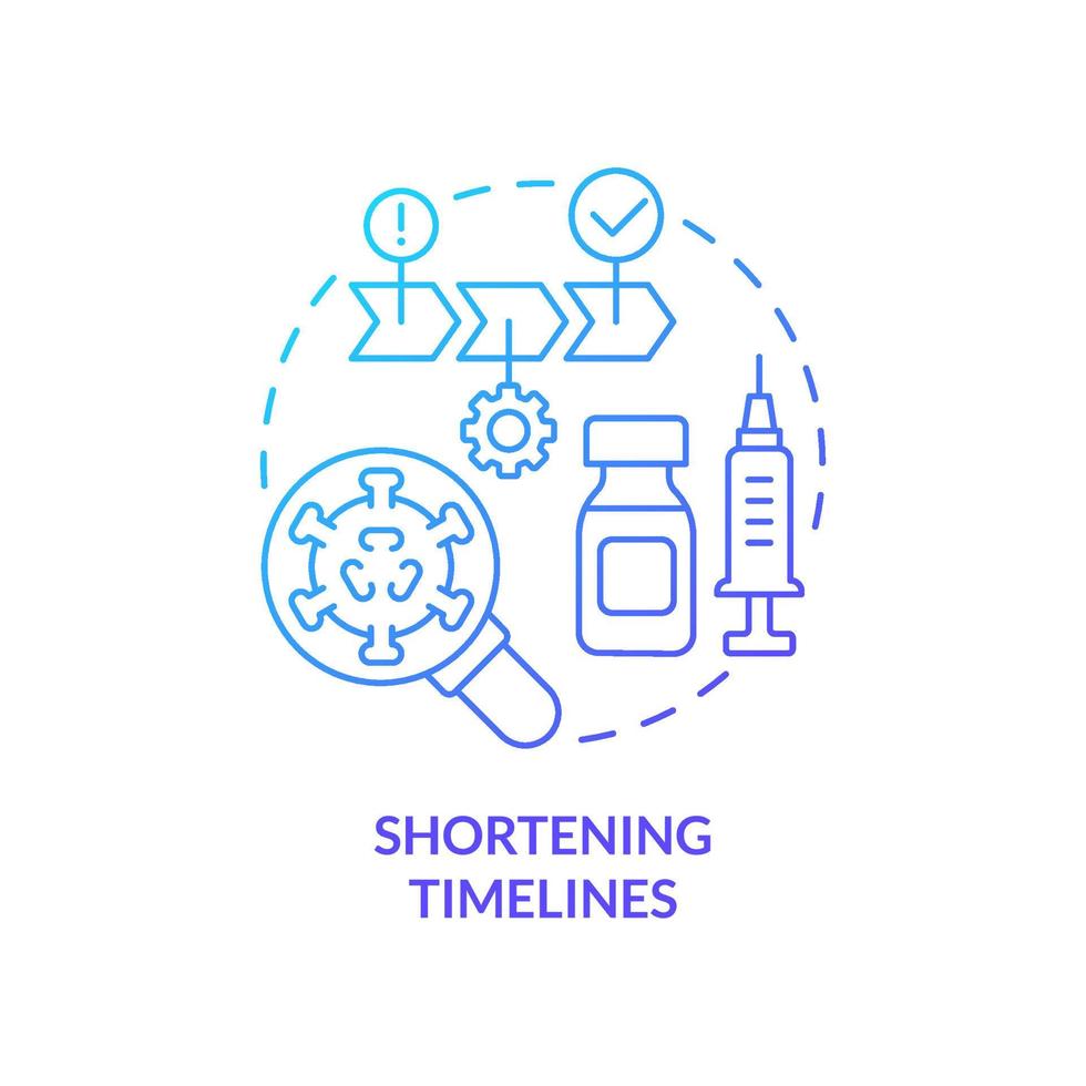 Shortening timelines blue gradient concept icon. Struggle viruses. Goal for pandemic preparedness plan abstract idea thin line illustration. Isolated outline drawing vector