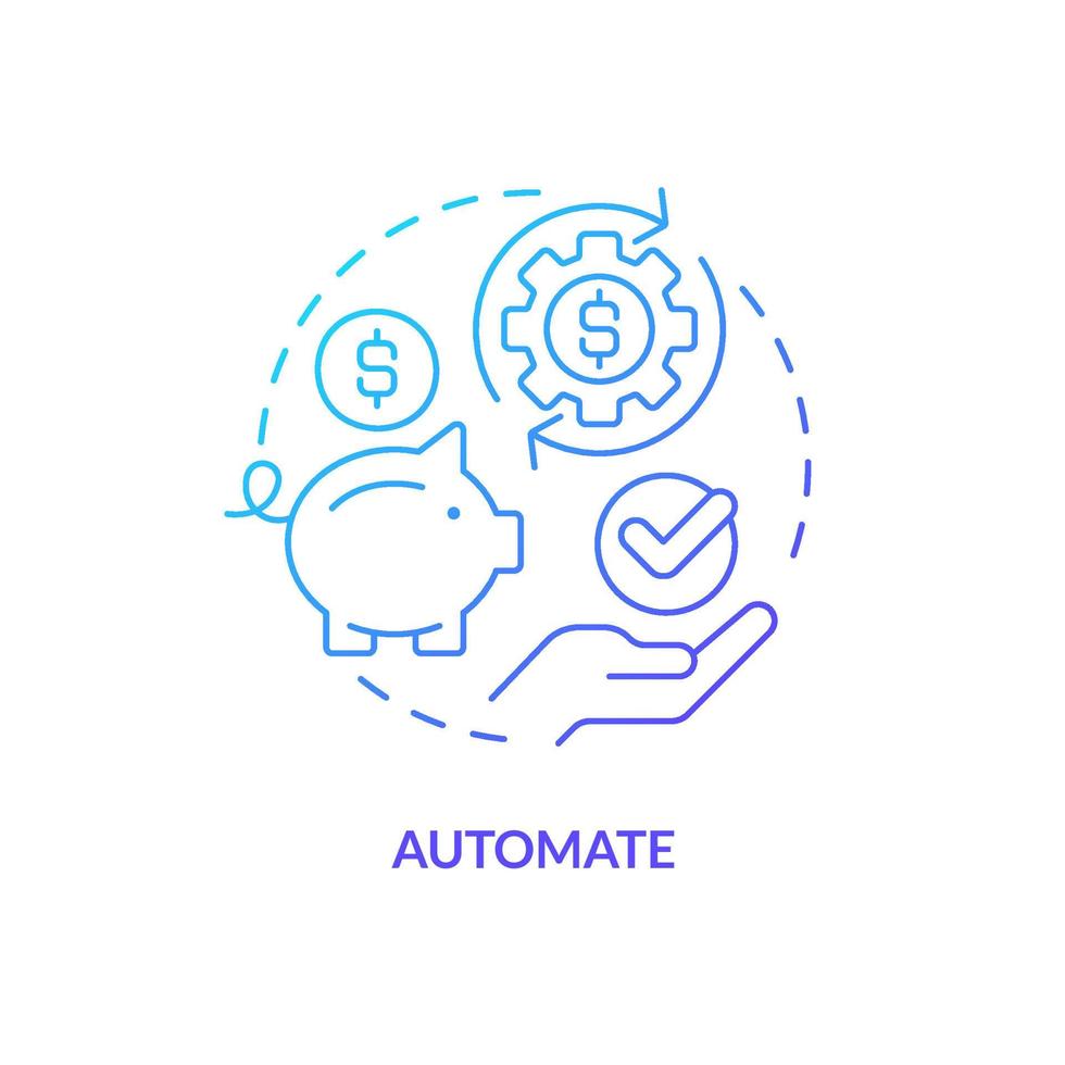 Automate blue gradient concept icon. Technology. Bank service option. Saving for education tip abstract idea thin line illustration. Isolated outline drawing. vector
