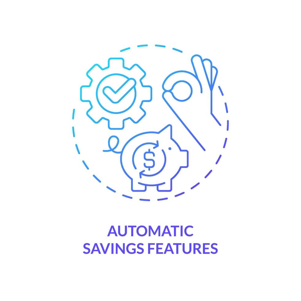 Automatic savings features blue gradient concept icon. Regular withdrawing. Financial accounts type abstract idea thin line illustration. Isolated outline drawing. vector