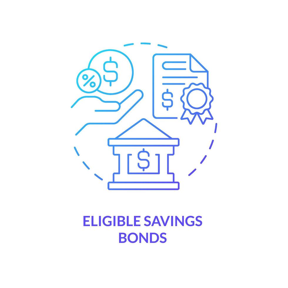 Eligible savings bonds blue gradient concept icon. Financial program. Way to save for college abstract idea thin line illustration. Isolated outline drawing. vector