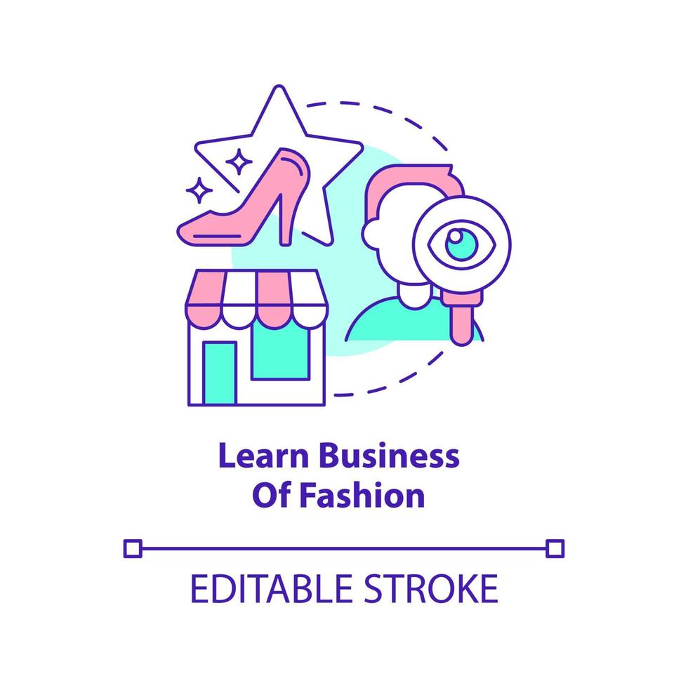 Learn business of fashion concept icon. Management skills. Becoming fashion designer abstract idea thin line illustration. Isolated outline drawing. Editable stroke. vector