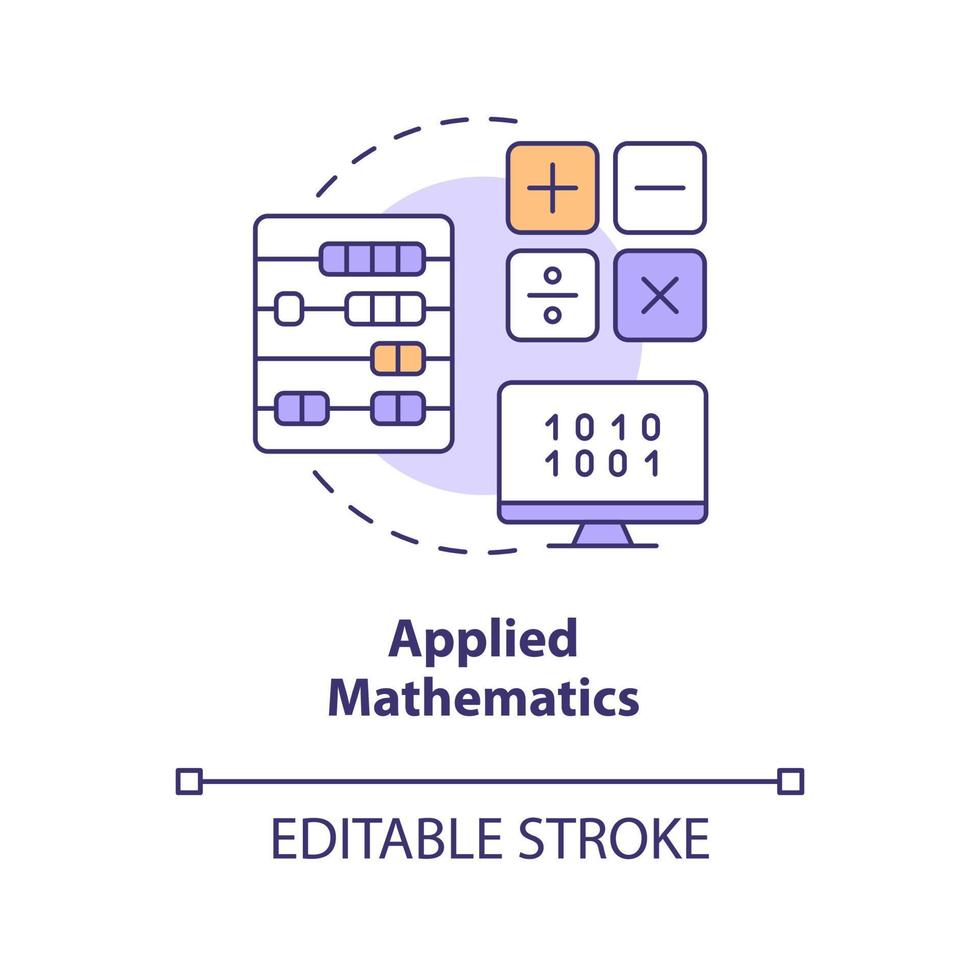 Applied mathematics concept icon. Computer science. Machine learning engineer skill abstract idea thin line illustration. Isolated outline drawing. Editable stroke. vector