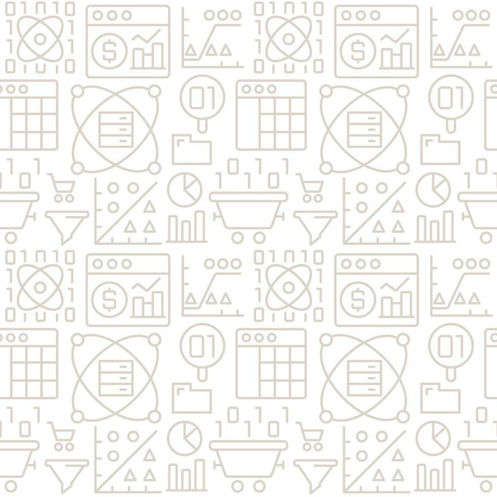 Crypto mining abstract seamless pattern. Editable vector shapes on white background. Trendy texture with cartoon color icons. Design with graphic elements for interior, fabric, website decoration