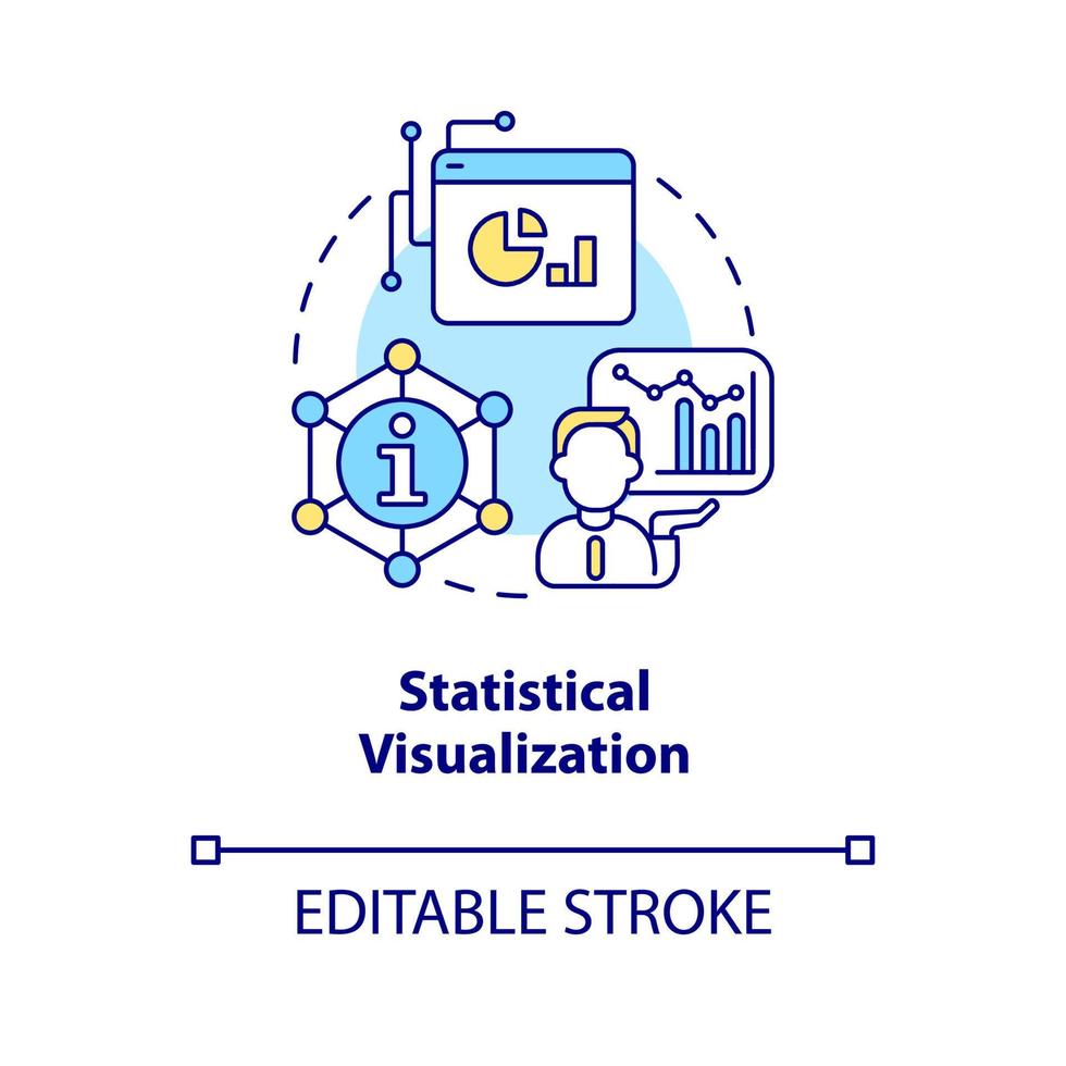 Statistical visualization concept icon. Visual presentation. Data analyst skill abstract idea thin line illustration. Isolated outline drawing. Editable stroke. vector