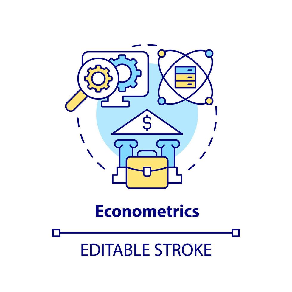 icono del concepto econométrico. predicciones financieras campo bancario. analista de datos habilidad idea abstracta ilustración de línea delgada. dibujo de contorno aislado. trazo editable. vector