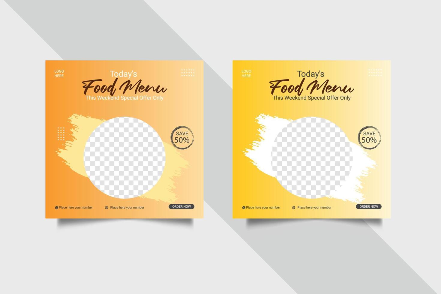 food social media  post template for food promotion simple banner frame vector