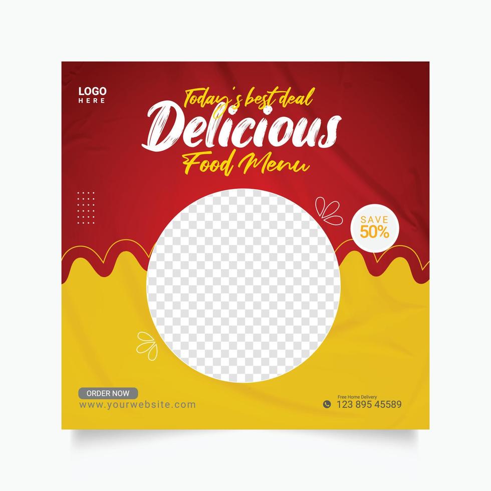 food social media  post template for food promotion simple banner frame vector