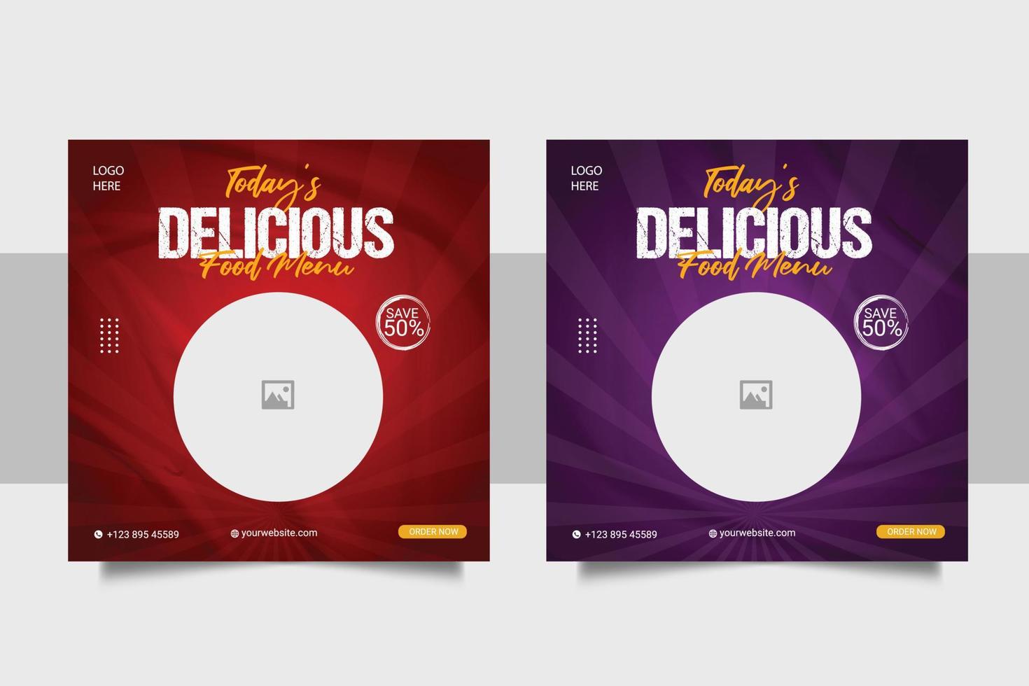 food social media  post template for food promotion simple banner frame vector