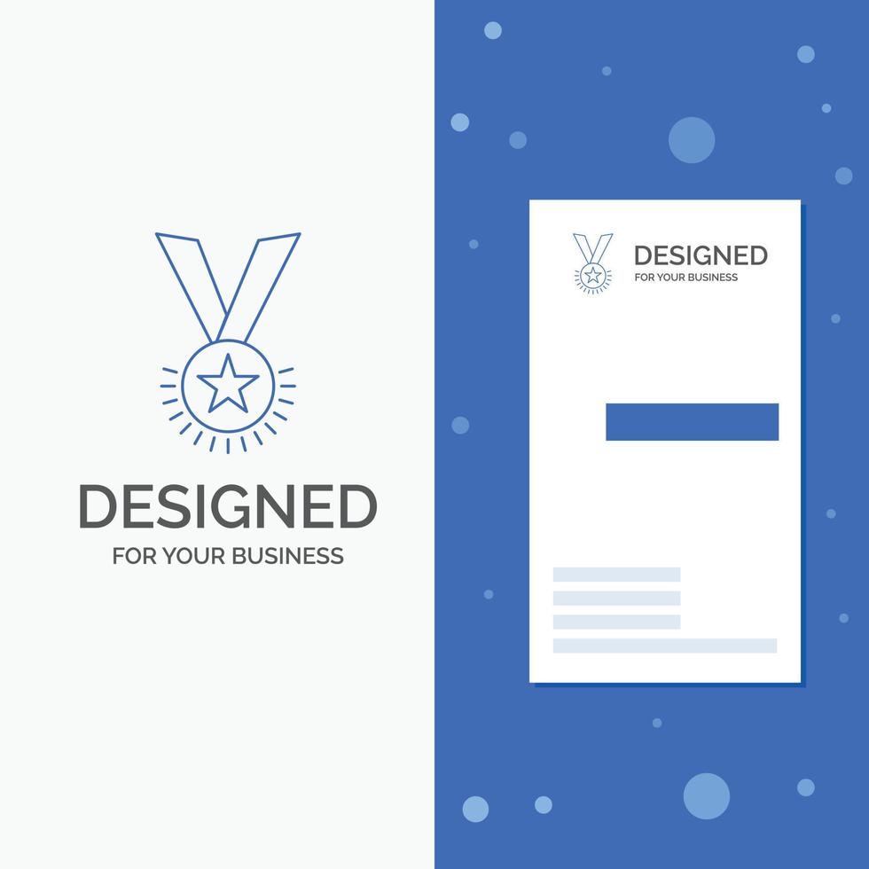 Business Logo for Award. honor. medal. rank. reputation. ribbon. Vertical Blue Business .Visiting Card template vector