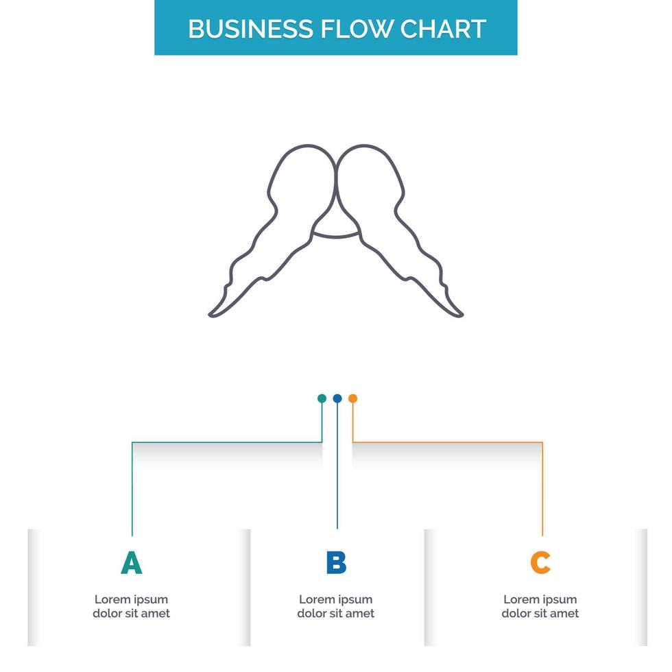 bigote. inconformista. movimiento masculino. diseño de diagrama de flujo de negocios de hombres con 3 pasos. icono de línea para el lugar de plantilla de fondo de presentación para texto vector