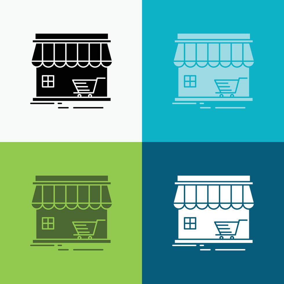 shop. store. market. building. shopping Icon Over Various Background. glyph style design. designed for web and app. Eps 10 vector illustration