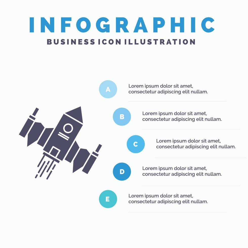 astronave. astronave. Embarcacion. espacio. plantilla de infografía alienígena para sitio web y presentación. icono de glifo gris con ilustración de vector de estilo infográfico azul.