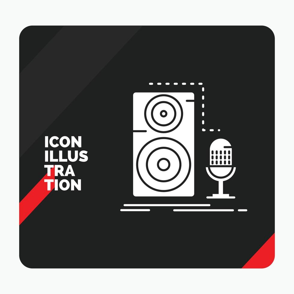 Red and Black Creative presentation Background for Live. mic. microphone. record. sound Glyph Icon vector