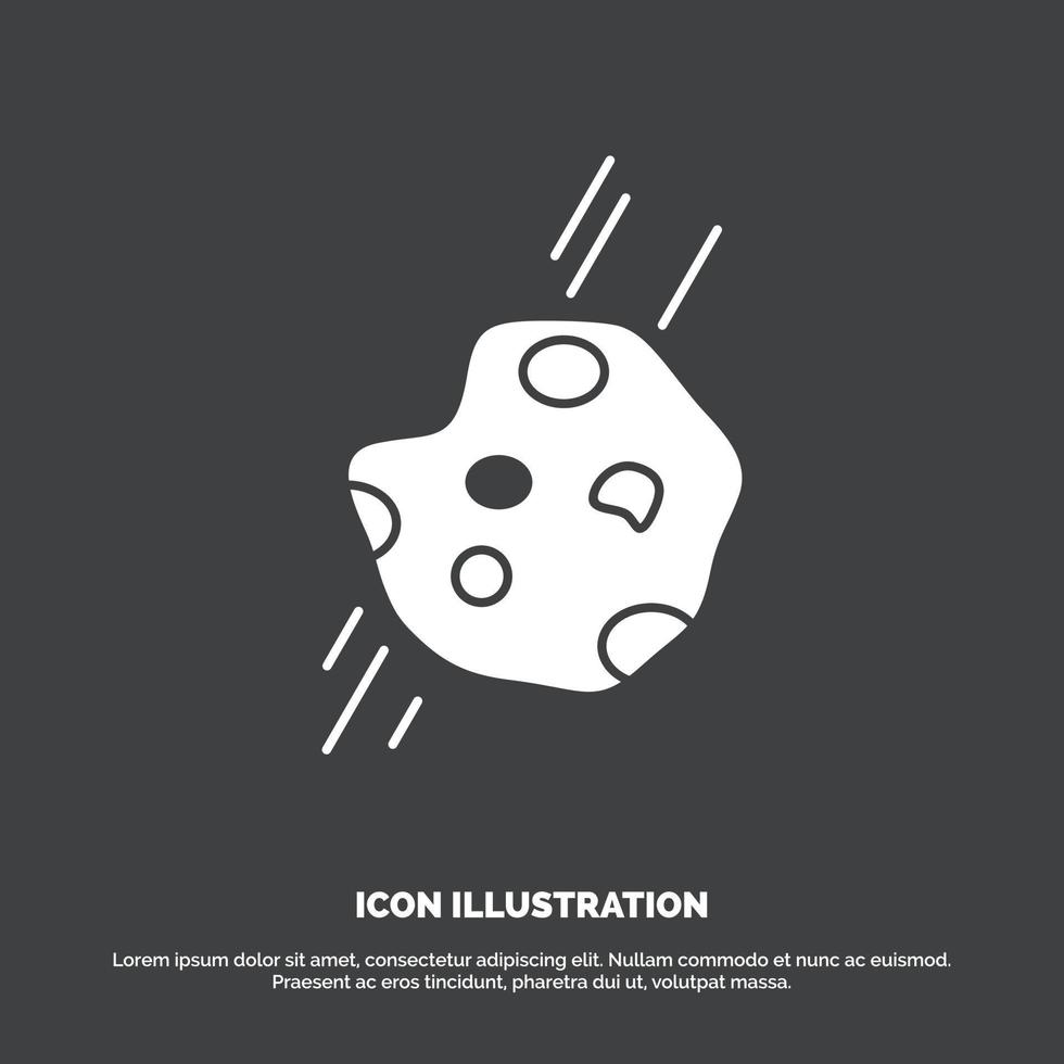 Asteroid. astronomy. meteor. space. comet Icon. glyph vector symbol for UI and UX. website or mobile application