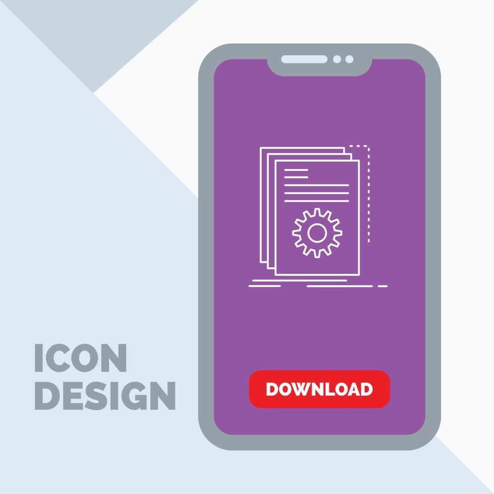 App. build. developer. program. script Line Icon in Mobile for Download Page vector
