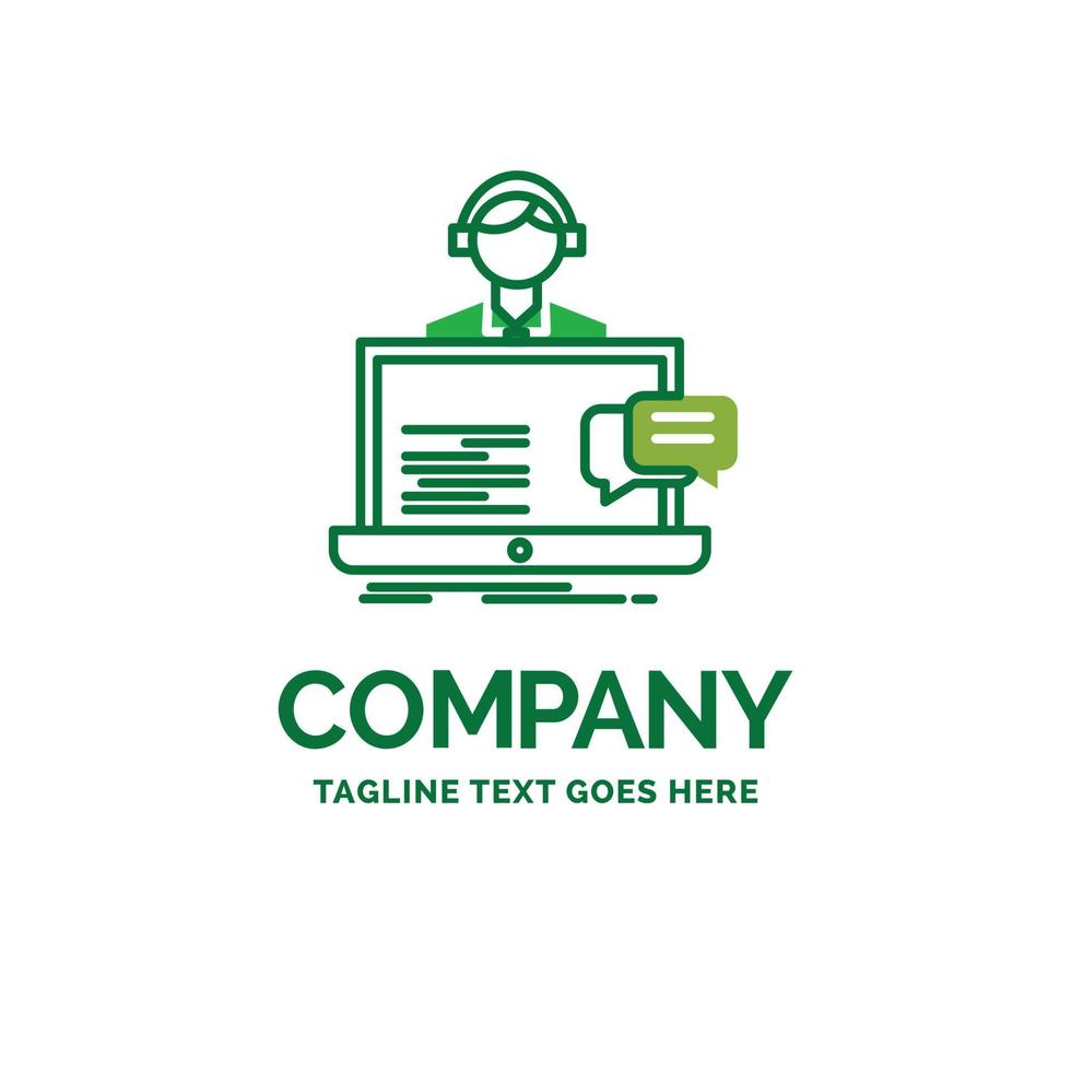 support. chat. customer. service. help Flat Business Logo template. Creative Green Brand Name Design. vector