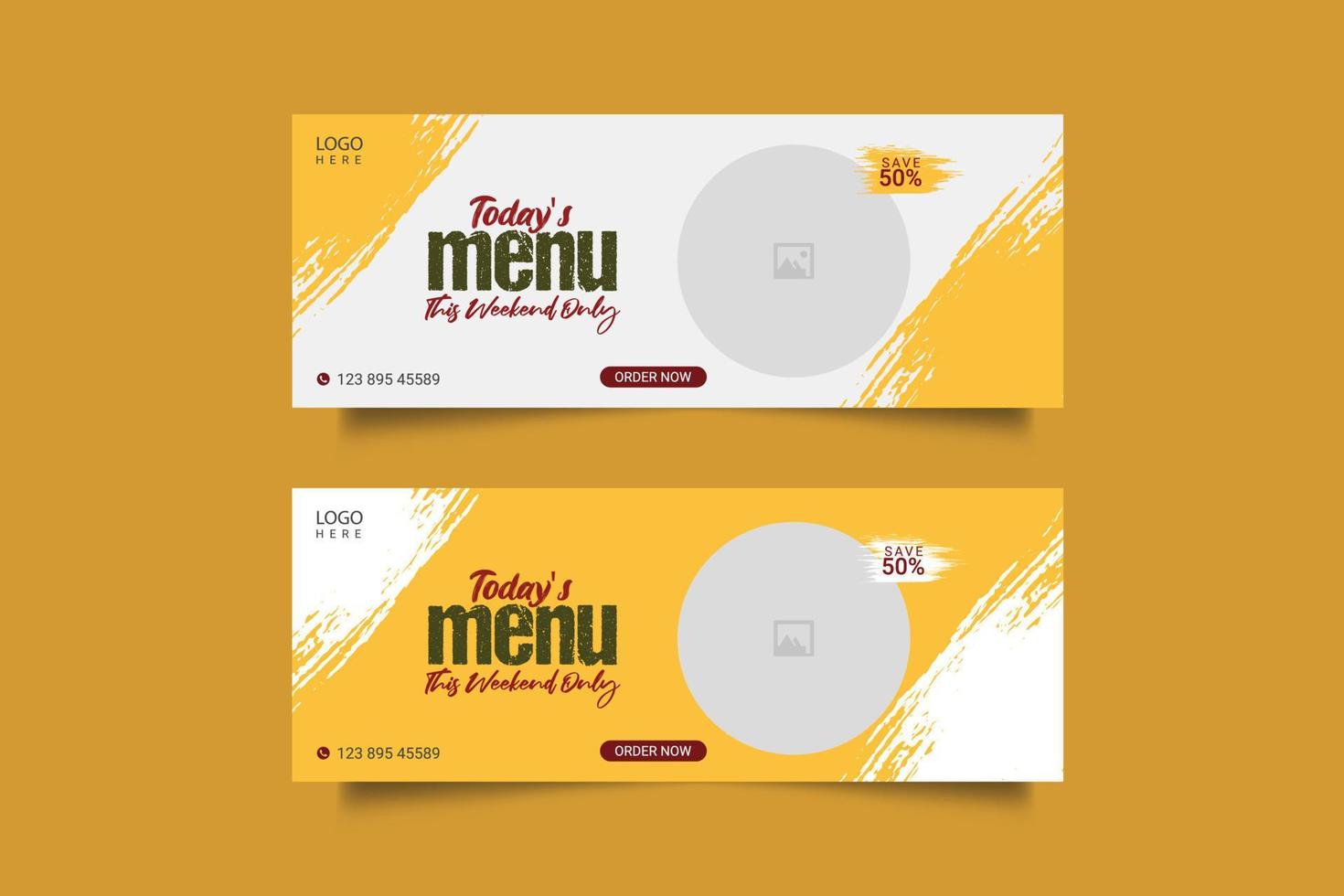 food social media  post template for food promotion simple banner frame vector