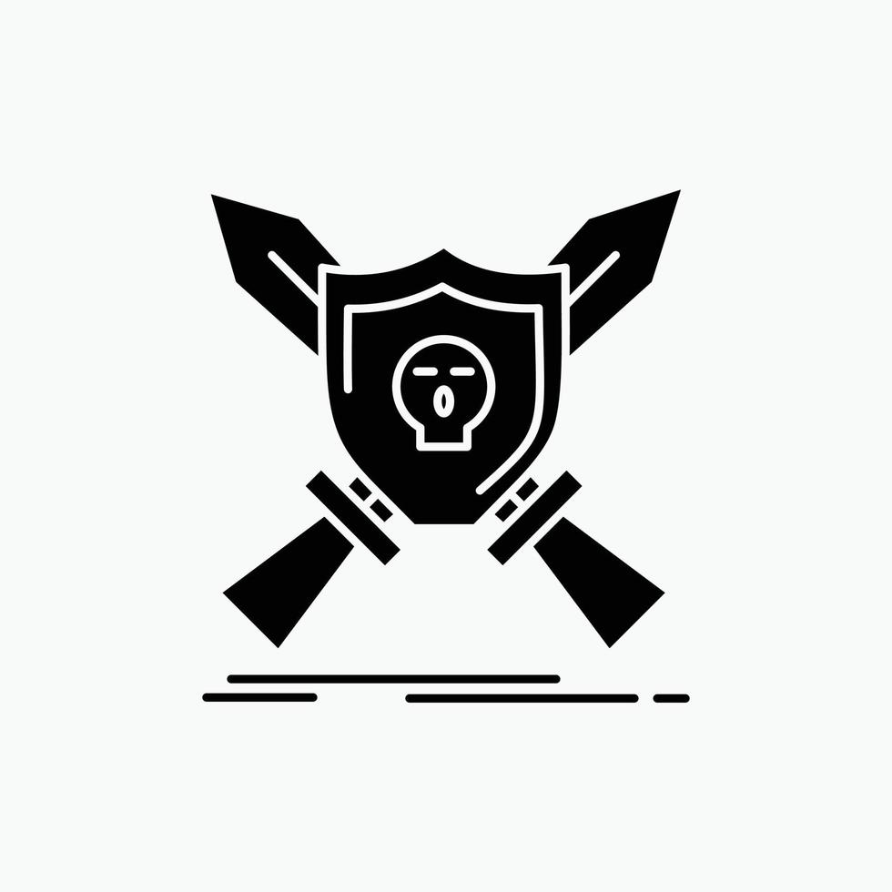 Insignia. emblema. juego. escudo. icono de glifo de espadas. ilustración vectorial aislada vector