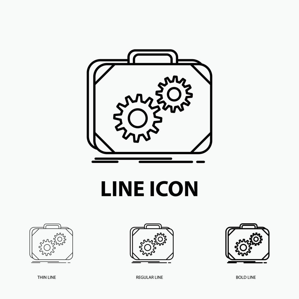 Briefcase. case. production. progress. work Icon in Thin. Regular and Bold Line Style. Vector illustration