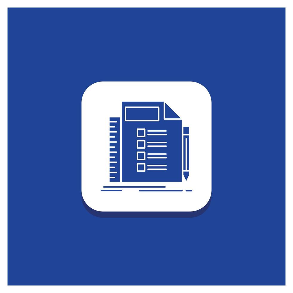 Blue Round Button for Business. list. plan. planning. task Glyph icon vector