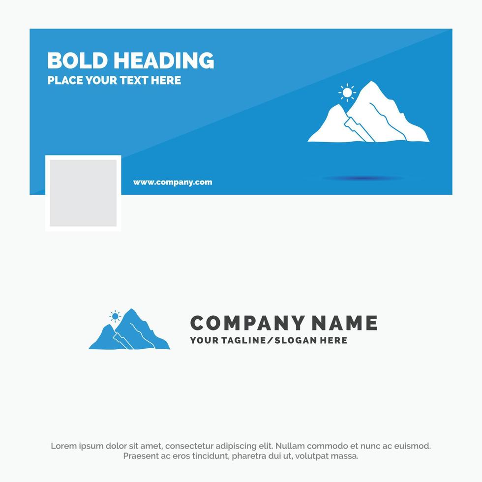Blue Business Logo Template for mountain. landscape. hill. nature. sun. Facebook Timeline Banner Design. vector web banner background illustration