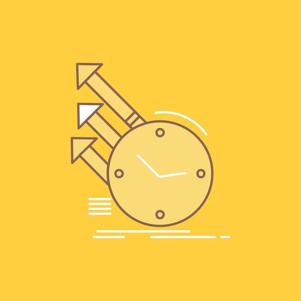 detection. inspection. of. regularities. research Flat Line Filled Icon. Beautiful Logo button over yellow background for UI and UX. website or mobile application vector