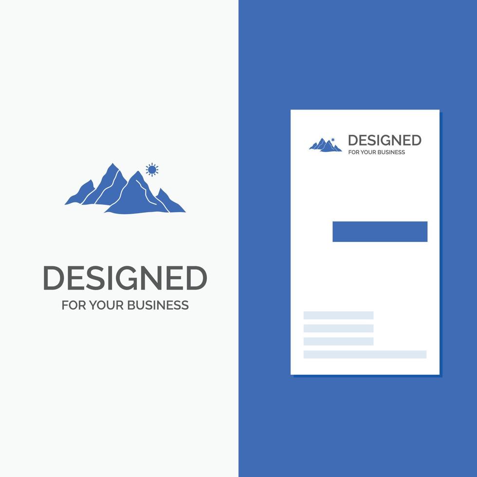 Business Logo for mountain. landscape. hill. nature. sun. Vertical Blue Business .Visiting Card template. vector