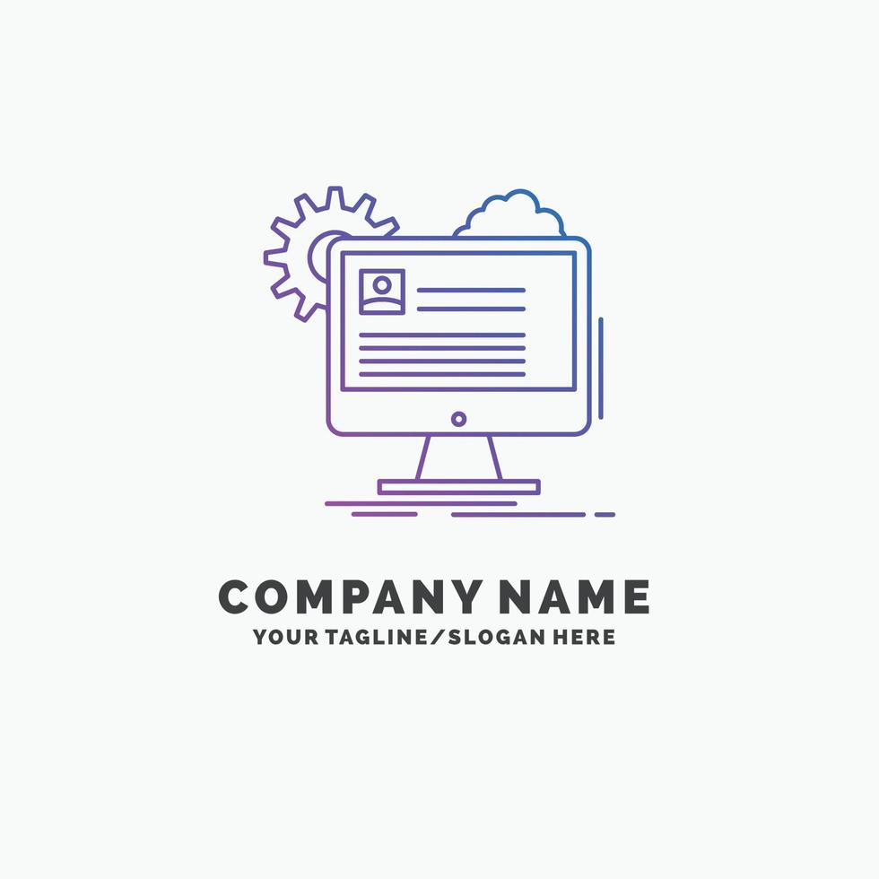 cuenta. perfil. reporte. editar. actualizar la plantilla de logotipo de empresa púrpura. lugar para el eslogan vector