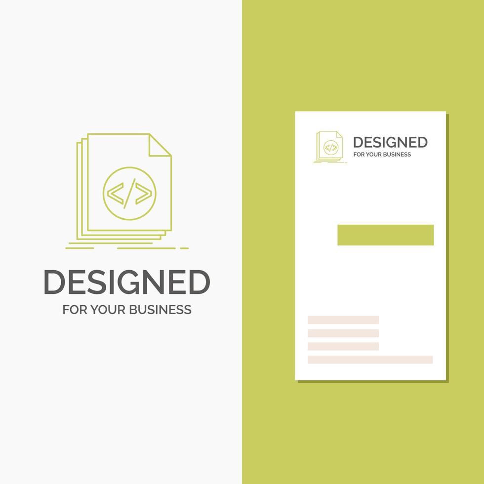 Business Logo for Code. coding. file. programming. script. Vertical Green Business .Visiting Card template. Creative background vector illustration