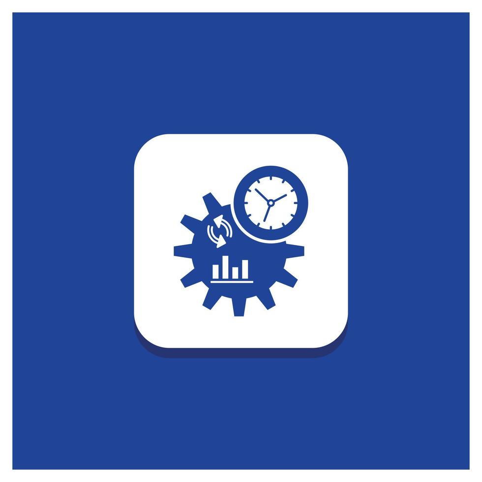 Blue Round Button for Business. engineering. management. process Glyph icon vector