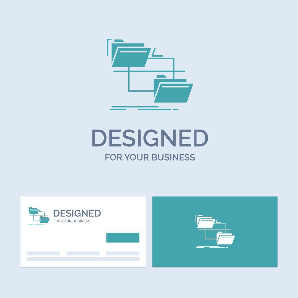 folder. file. management. move. copy Business Logo Glyph Icon Symbol for your business. Turquoise Business Cards with Brand logo template. vector